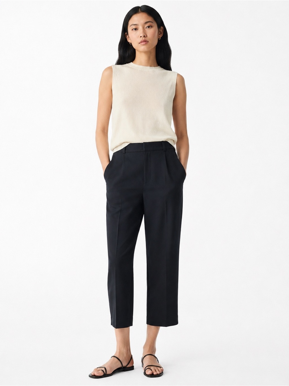 Club Monaco 6 Wool Blend Stretchy Crop Preppy Tailored Pleated Professional